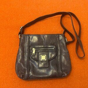 Vintage San Babila Milano brown real leather crossbody shoulder bag purse EUC